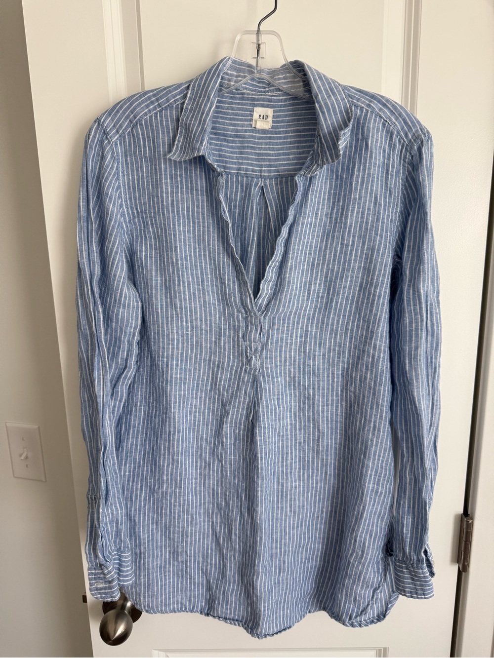 Light Blue Striped  women’s Linen Shirt